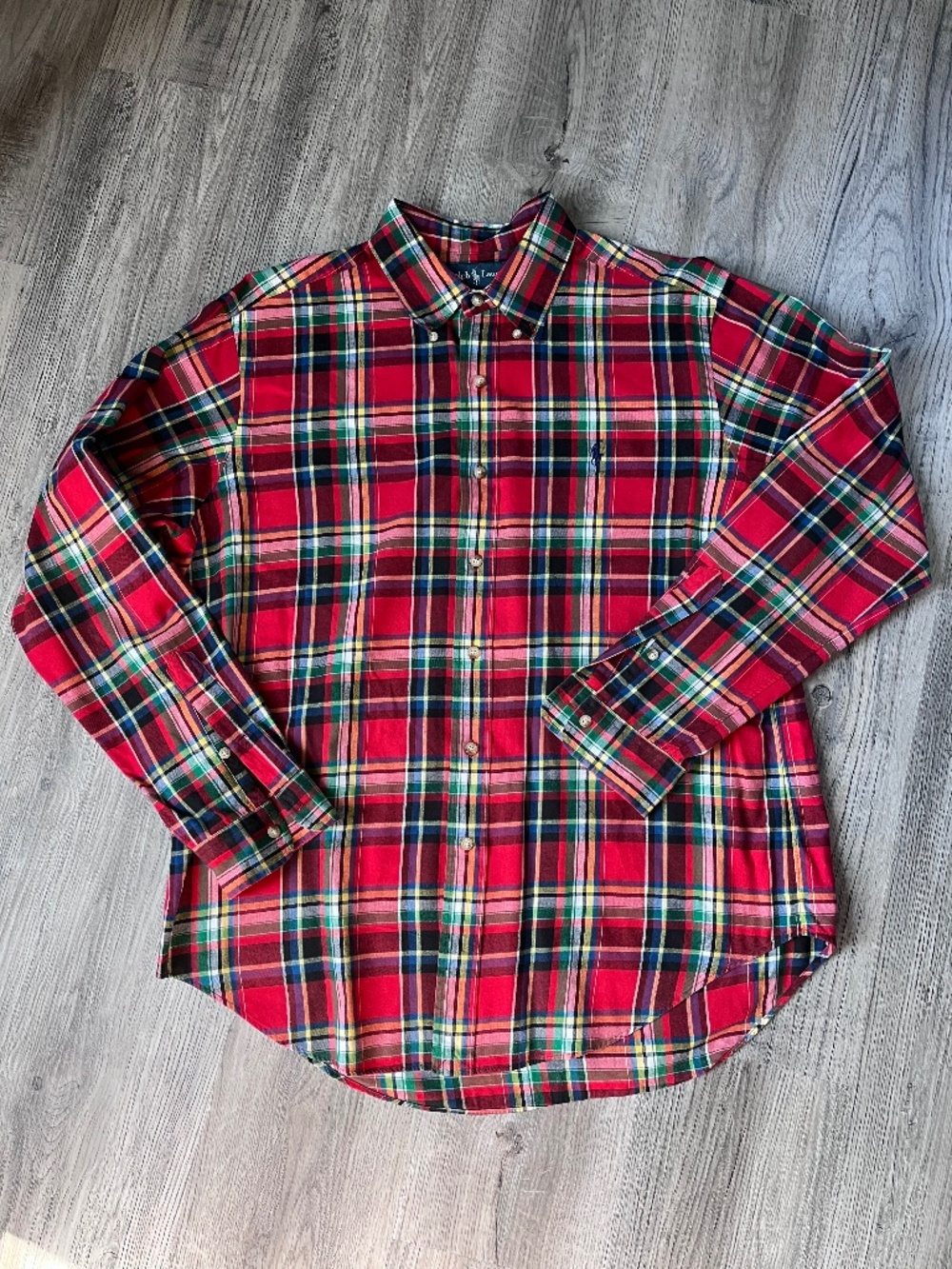 Polo Ralph Lauren Shirt Mens Large Midweight Oxford classic fit Plaid tartan